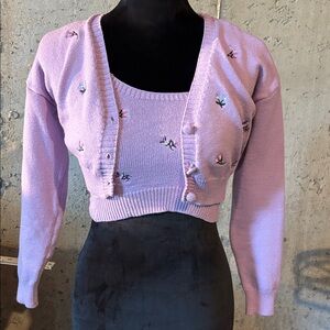 PrettyLittleThing Purple Cardigan Sweater Set